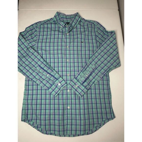 Vineyard Vines Poplin Button-down Shirt Men's Aquinnah Aqua Barrel Cuffs Size M - Picture 1 of 7